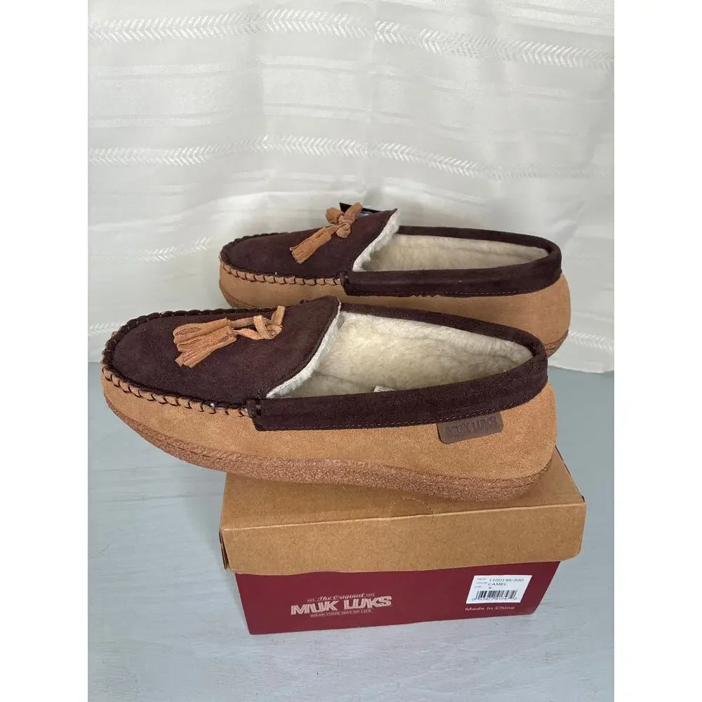 Muk Luks Talan Slippers Camel Genuine Leather Mens Size 9
